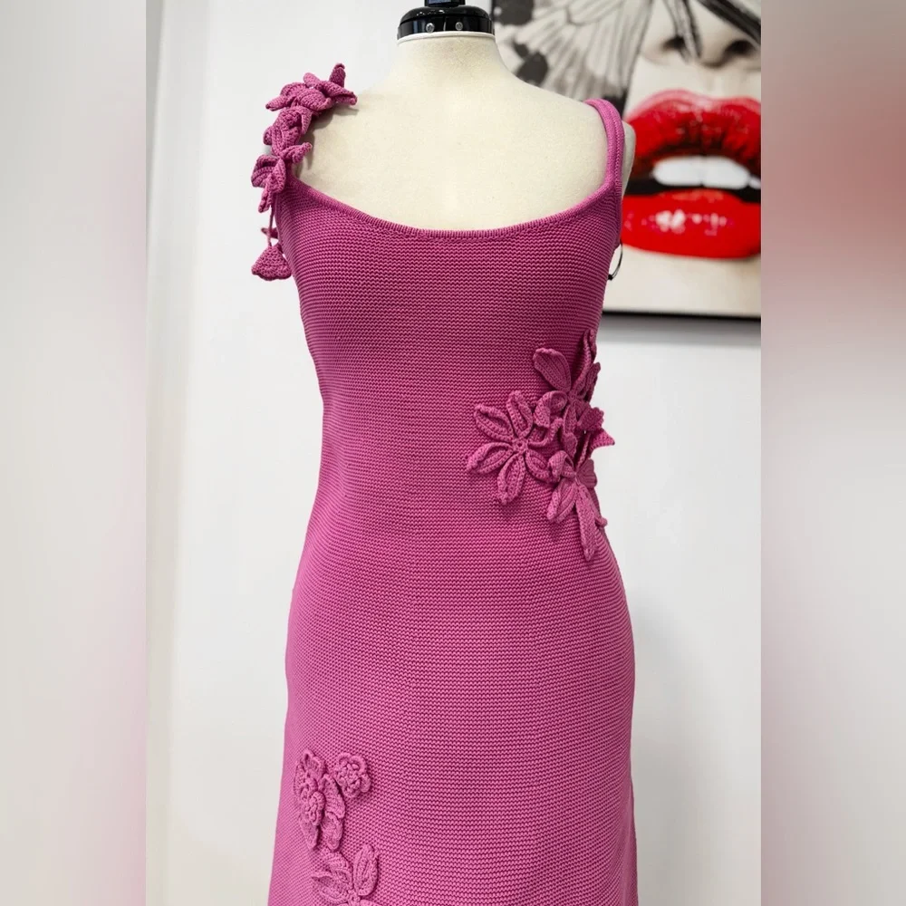 AMUR Allegra Floral Appliqué Knit Midi Dress - Picture 8 of 16